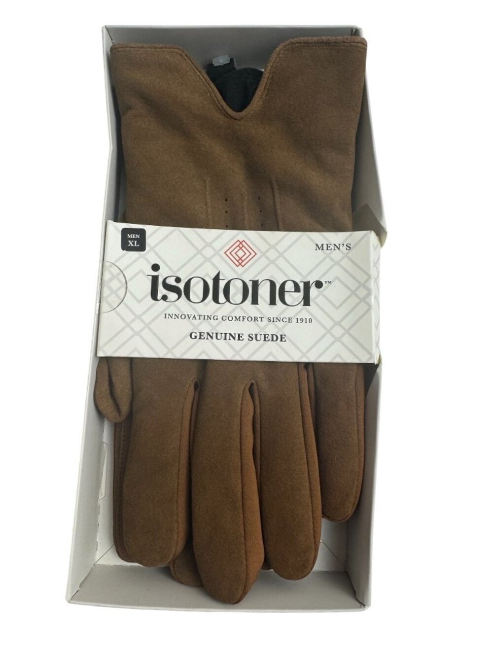 Isotoner NEW Genuine Suede Gloves Men XL smarTouch Stretch Brown Classic Winter